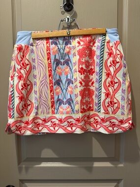 Walter Hagen Multicolor Floral & Stripe Mini Skirt - White, Red & Blue